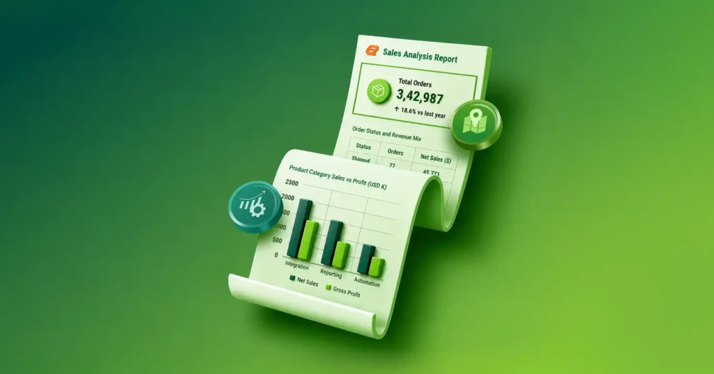 Bold Reports Sales Analysis sample with KPI cards and a column chart